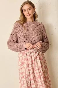 Mauve Pointelle Knit Sweater