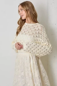 Ivory Pointelle Knit Sweater