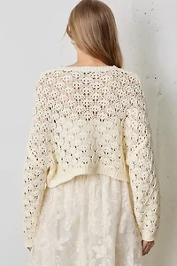 Ivory Pointelle Knit Sweater