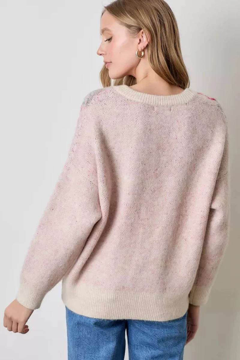 Pink Rose Print Cardigan