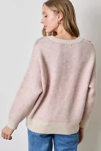Pink Rose Print Cardigan