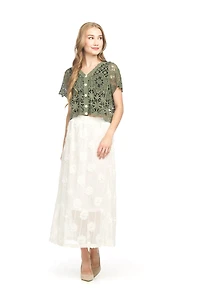 Button Front Short Sleeve Top