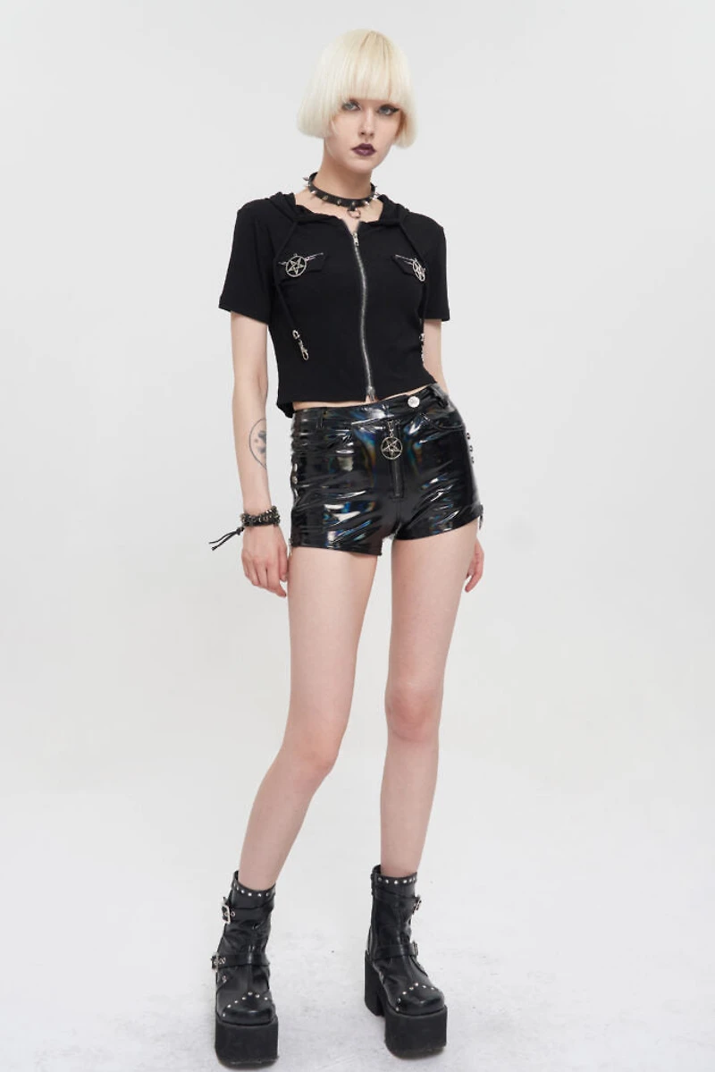 Faux Pleather Holo Shorts