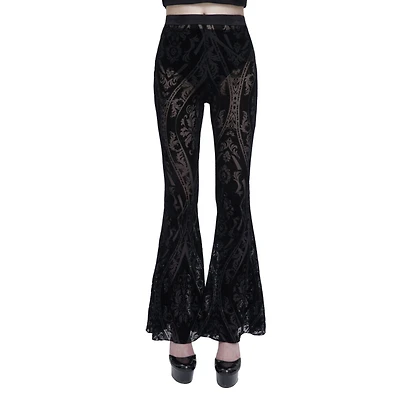 Pantalones acampanados de malla desgastada terciopelo