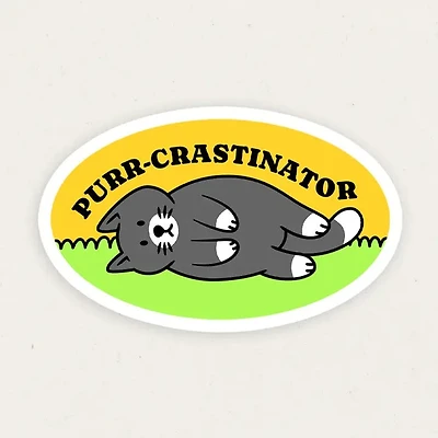 Purr-Crastinator Funny Vinyl Sticker