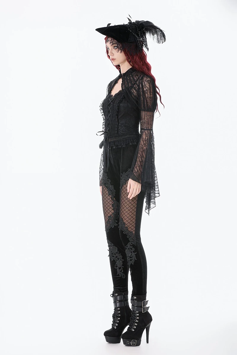 Gothic Velvet Mesh Patchwork Pants