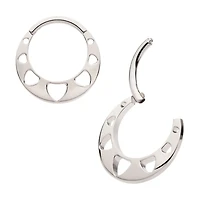 Pyramid Cutout Hinged Hoop Titanium