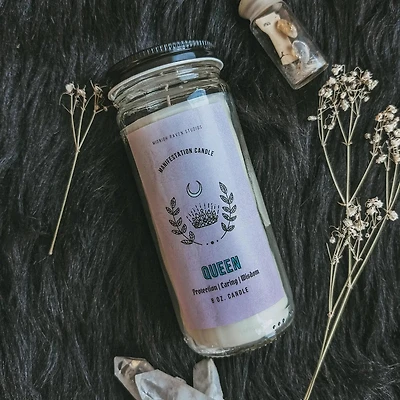 Queen Manifestation Glass Candle