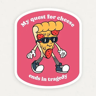 Quest For Cheese Tragedy Funny Vinyl Sticker