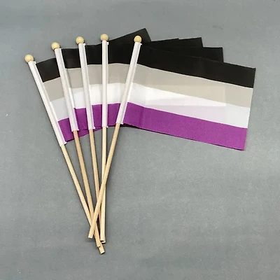 Hand Flag Asexual Pride Wooden Pole