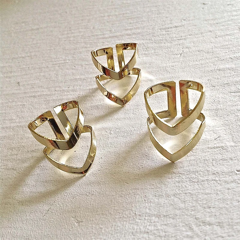 Lythion Double Tiered Chevron Gold Plated Brass