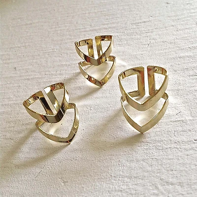 Lythion Double Tiered Chevron Gold Plated Brass