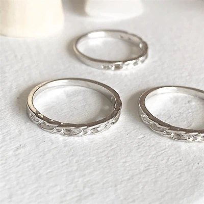 Fenrir Chain Link Ring Size 7 Sterling Silver