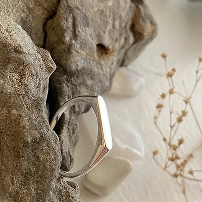 Drago Flat Top Bar Ring In Sterling Silver Size 6
