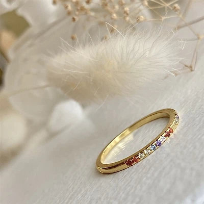 Stonewall Rainbow Rhinestone Ring Size
