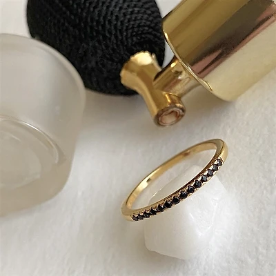 Vipera Black Rhinestone Pave Size 6 Ring