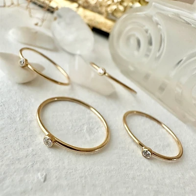 Maia Tiny Rhinestone Ring in Gold Filled