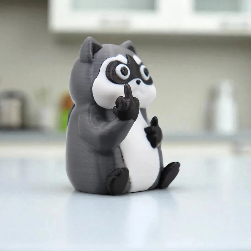 Raccoon Middle Finger Figurine
