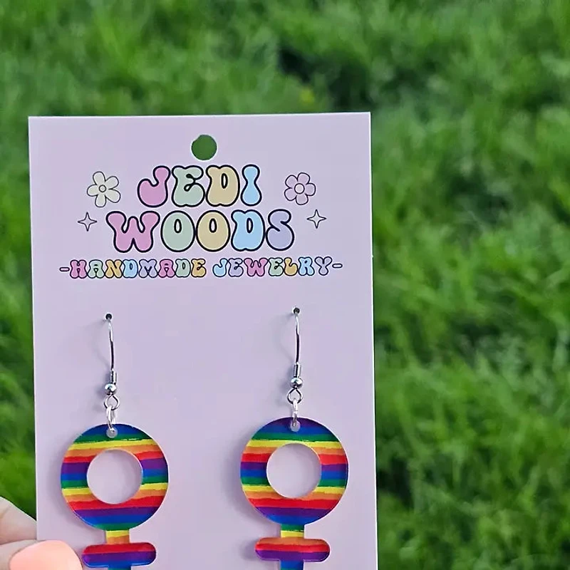 Rainbow Female Sign Pride Earrings