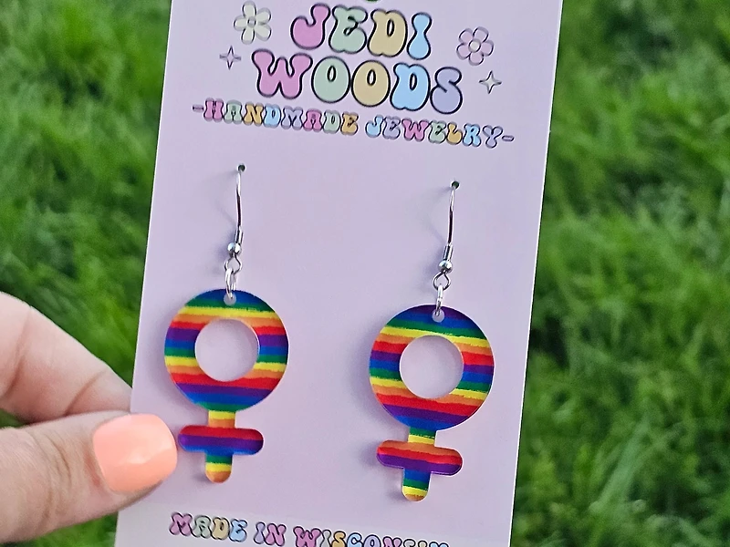 Rainbow Female Sign Pride Earrings