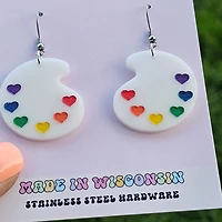 Rainbow Paint Pallet Earrings Pride Earrings