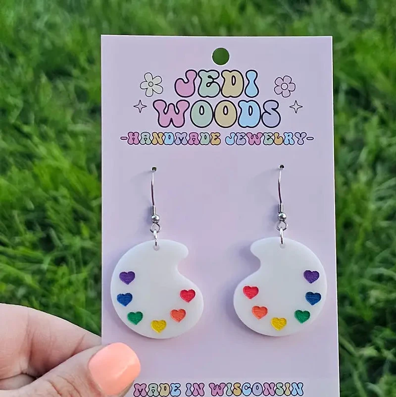 Rainbow Paint Pallet Earrings Pride Earrings