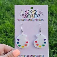Rainbow Paint Pallet Earrings Pride Earrings