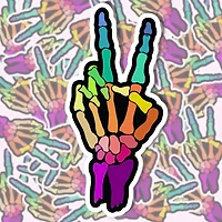 Rainbow Skeleton Deuces Sticker