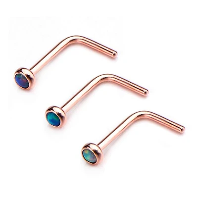 20 g de PVD oro rosa en forma L con ópalo 2 mm