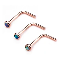 20 g de PVD oro rosa en forma L con ópalo 2 mm
