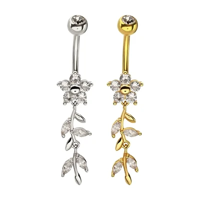 Flower With Round Petals And Stem Dangle
