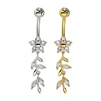 Flower With Round Petals And Stem Dangle