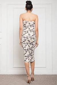 Spaghetti Strap Ruffled Rouched Midi Dress