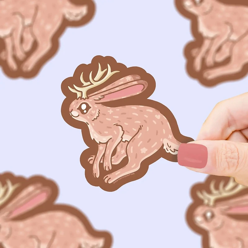 Jackalope, Mythical, Winter, Christmas, Vinyl Sticker