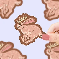 Jackalope, Mythical, Winter, Christmas, Vinyl Sticker
