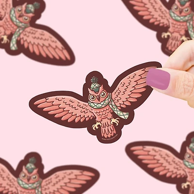 Winter Owl, Holiday, Bird, Christmas, Snow, Vinyl Sticker