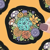 D20 Flower Dice Vinyl Sticker