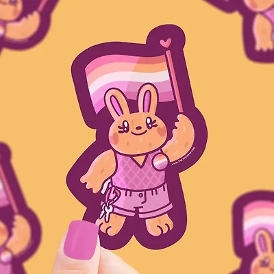 Lesbian Bunny Pride Flag LGTBQ+ Sticker
