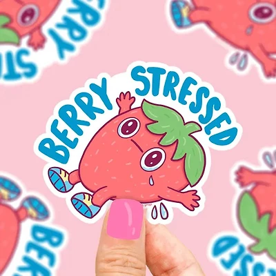 Berry Stressed Strawberry Sticker