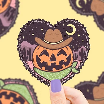Western Cowboy Pumpkin Desert Sticker