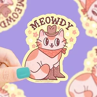 Meowdy Western Cowboy Cat Sticker.