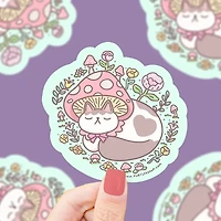 Mushroom Cap Kitty Sticker