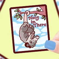 Hang In There Opossum Vinyl Sticker