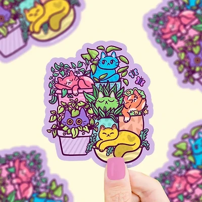 Cat Planter Vinyl Sticker