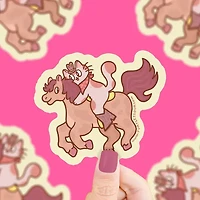 Cat Cowboy Horse Rider Vinyl Sticker