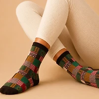 Adia Plaid Pattern Crew Sock