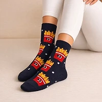 Shoe Strings French Fries Pattern Crew Sock
