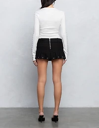 Belted Twill Micro Skort W Grommit Rings