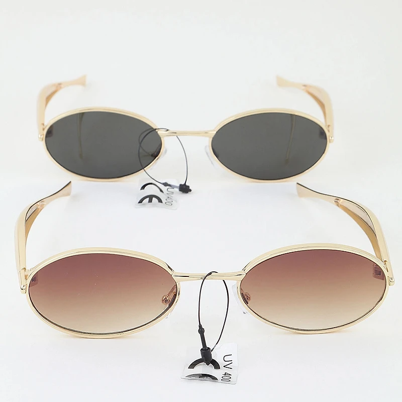 Polished Metal Round Sunglasses