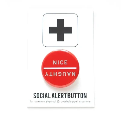 Naughty/Nice Holiday Pinback